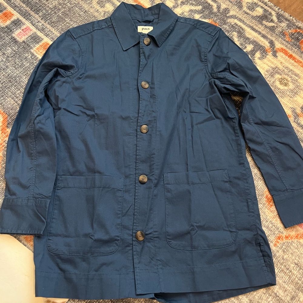 Pact Jacket Womens S Storm Gray Oversized Twill Organic Cotton Lightweight New